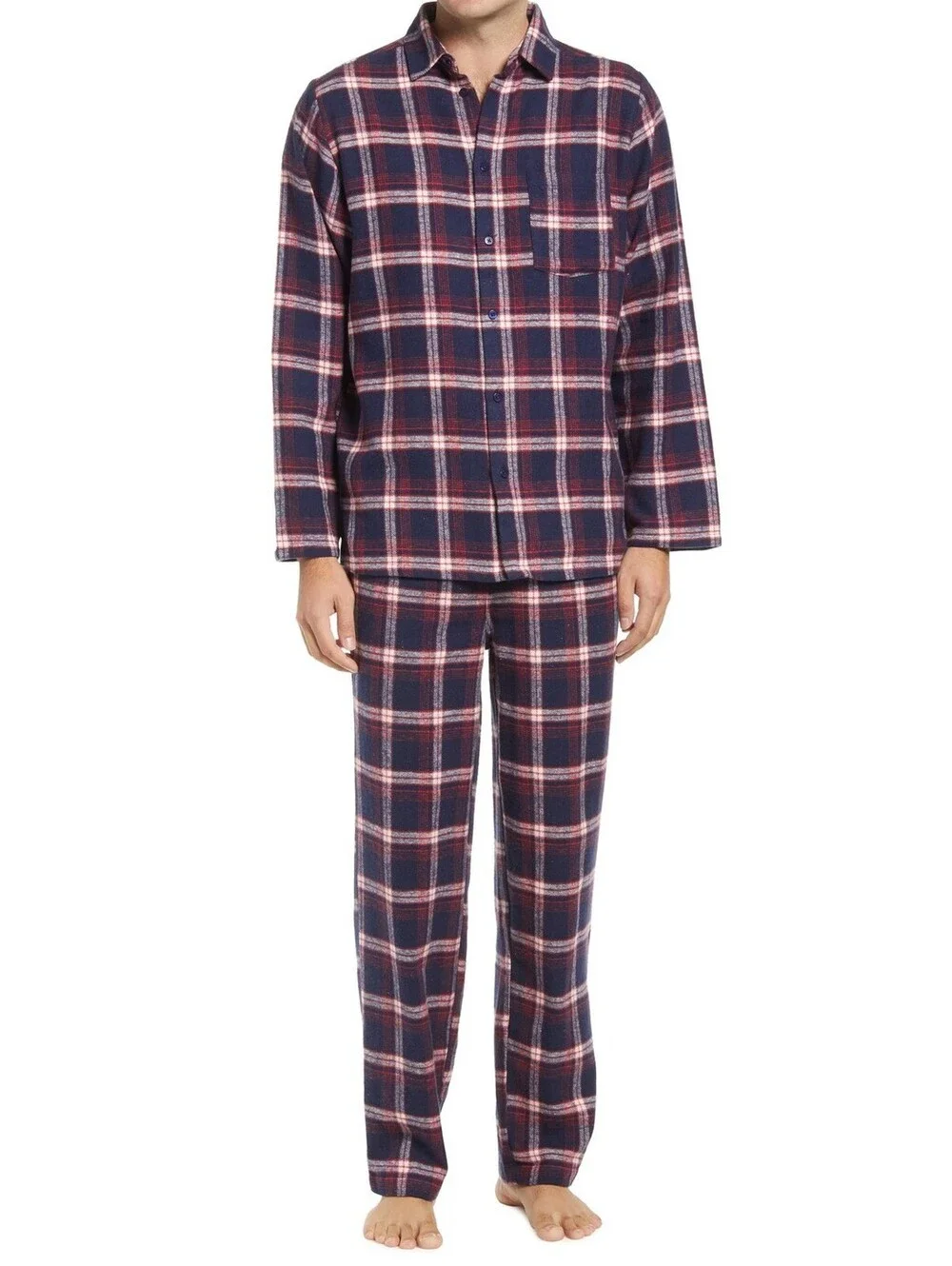 Nordstrom Men's Flannel Family Sleepwear & Robes Peacoat Tartan at Nordstrom,